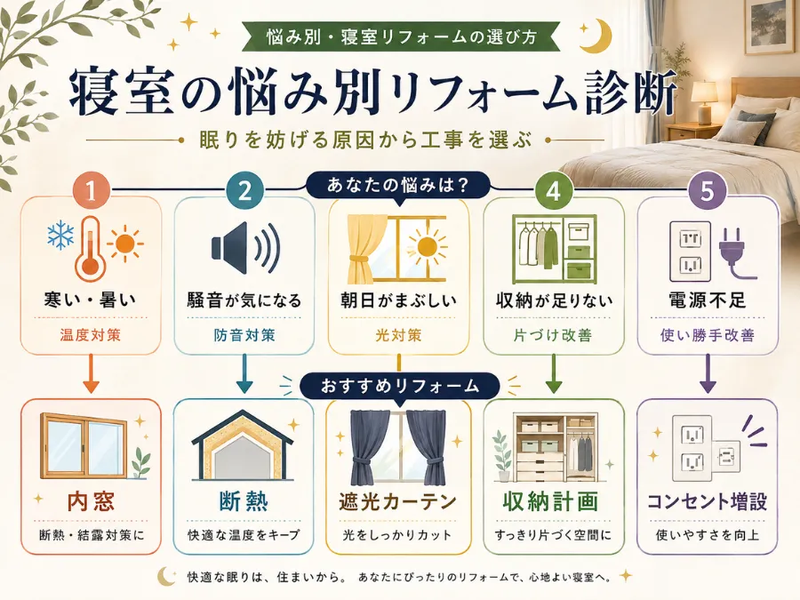 悩み別の寝室リフォームの選び方
