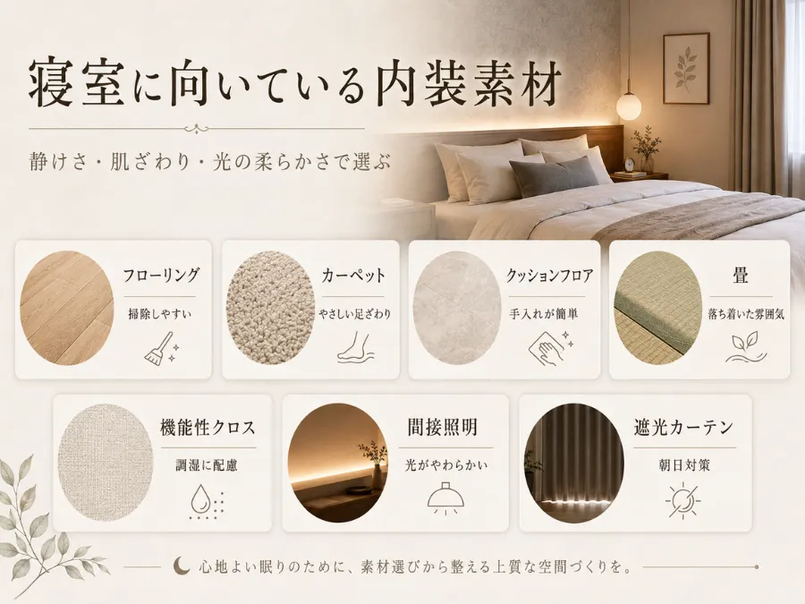 寝室に向いている床材・壁紙・照明
