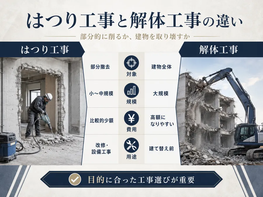 はつり工事と解体工事の違い