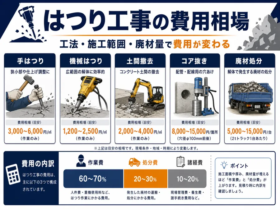 はつり工事の費用相場