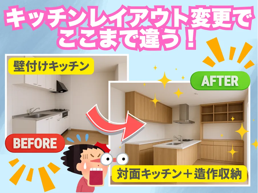 キッチンレイアウト変更でここまで違う