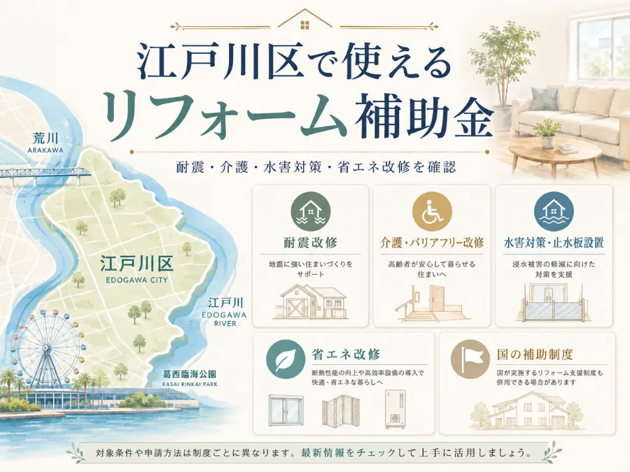 【2026年最新】江戸川区のリフォーム補助金｜耐震・バリアフリー・省エネ改修を解説