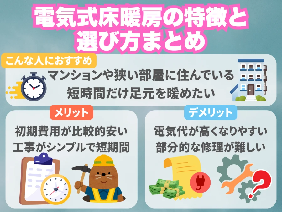 電気式床暖房の特徴と選び方