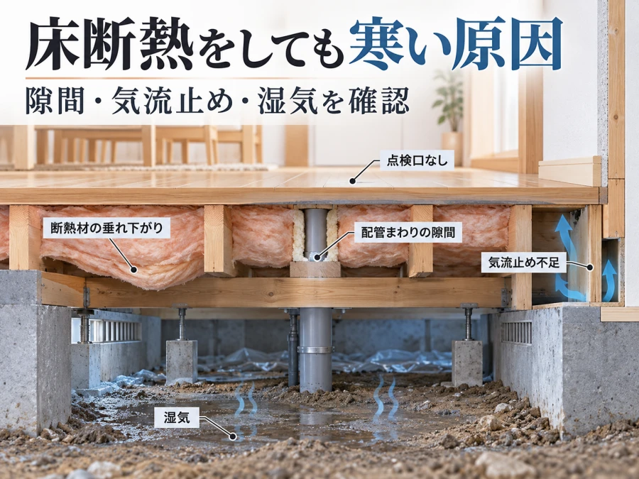 床断熱で効果が出ない原因と隙間・気流止め・湿気の確認