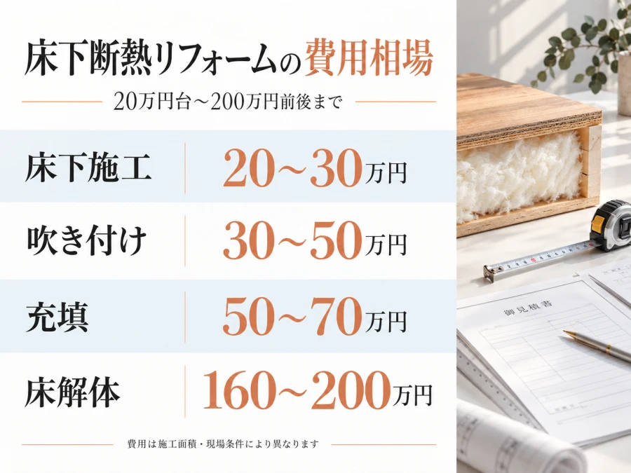 床下断熱リフォームの工法別費用相場
