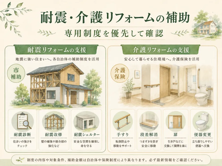 耐震・介護リフォームの補助
