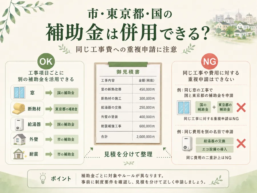 市・東京都・国の補助金は併用できるか