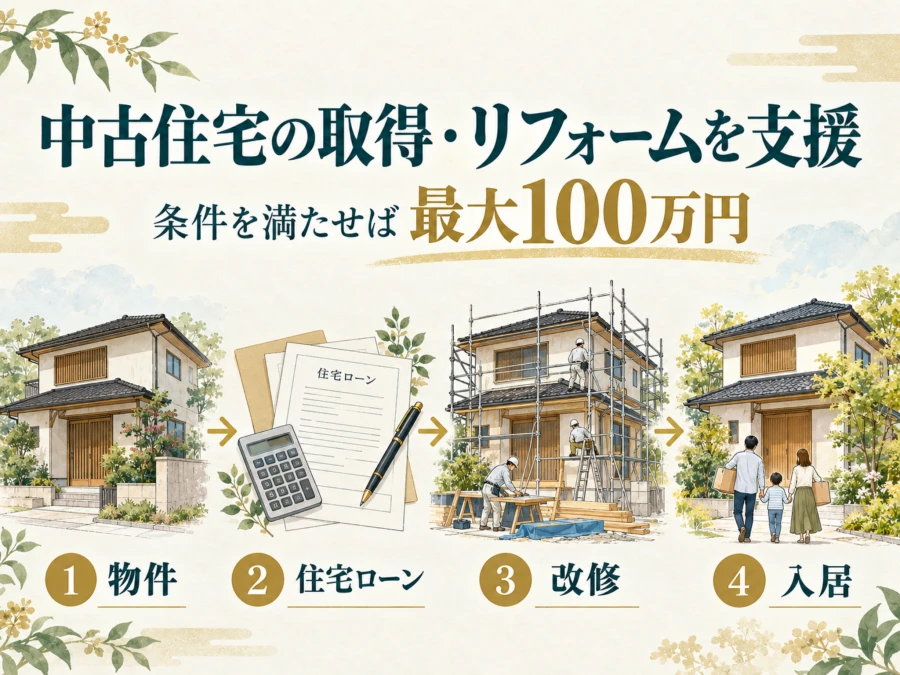 中古住宅の取得・リフォームを条件により最大100万円支援