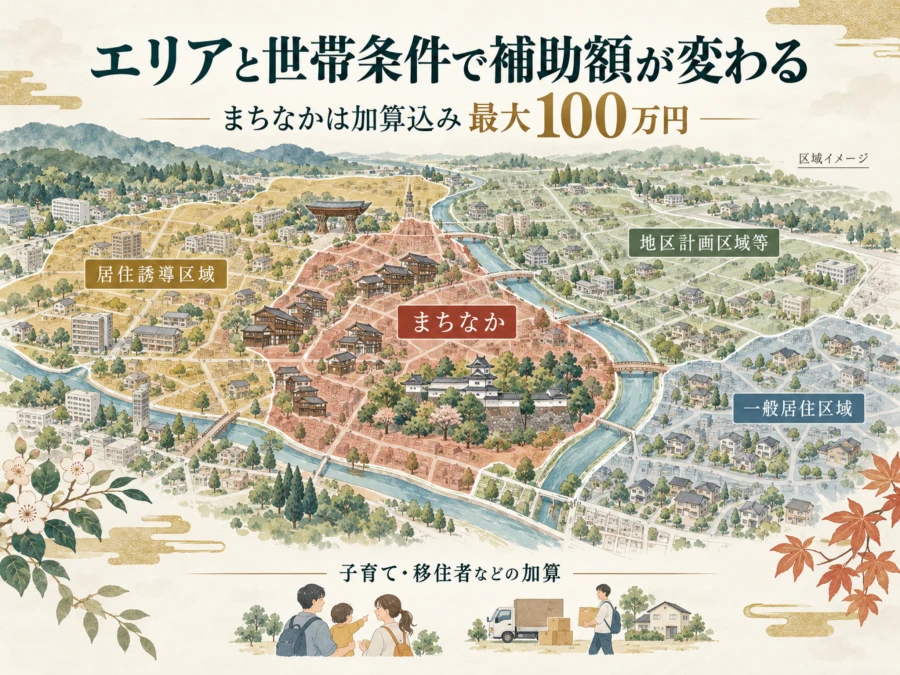 対象区域と世帯条件によって変わる中古住宅取得・リフォーム奨励金