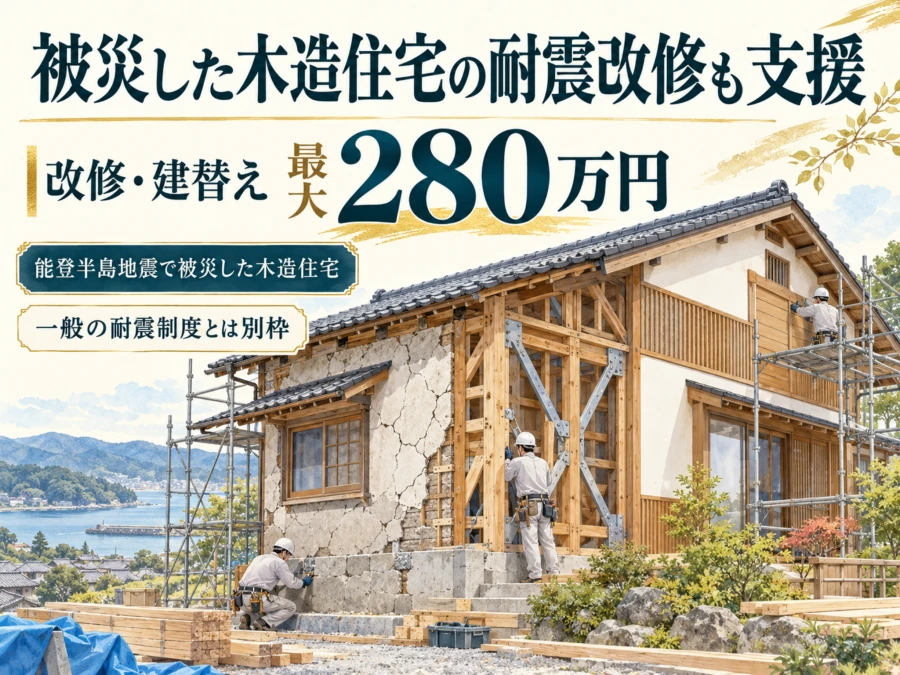 能登半島地震で被災した木造住宅の耐震改修・建替えを最大280万円支援