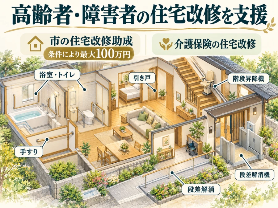 高齢者・障害者の住宅改修を市の助成と介護保険で支援