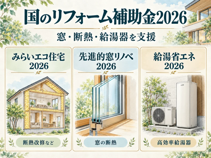 みらいエコ住宅2026・先進的窓リノベ2026・給湯省エネ2026