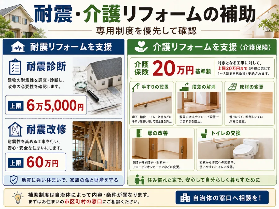 耐震・介護リフォームの補助