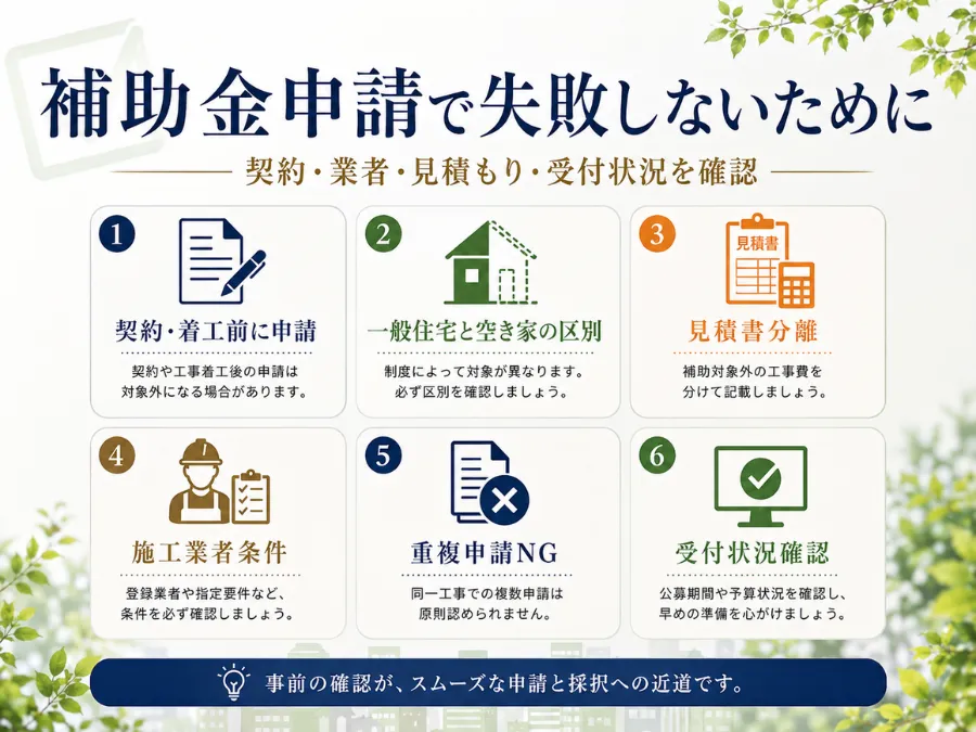 北九州市のリフォーム補助金を申請するときの注意点