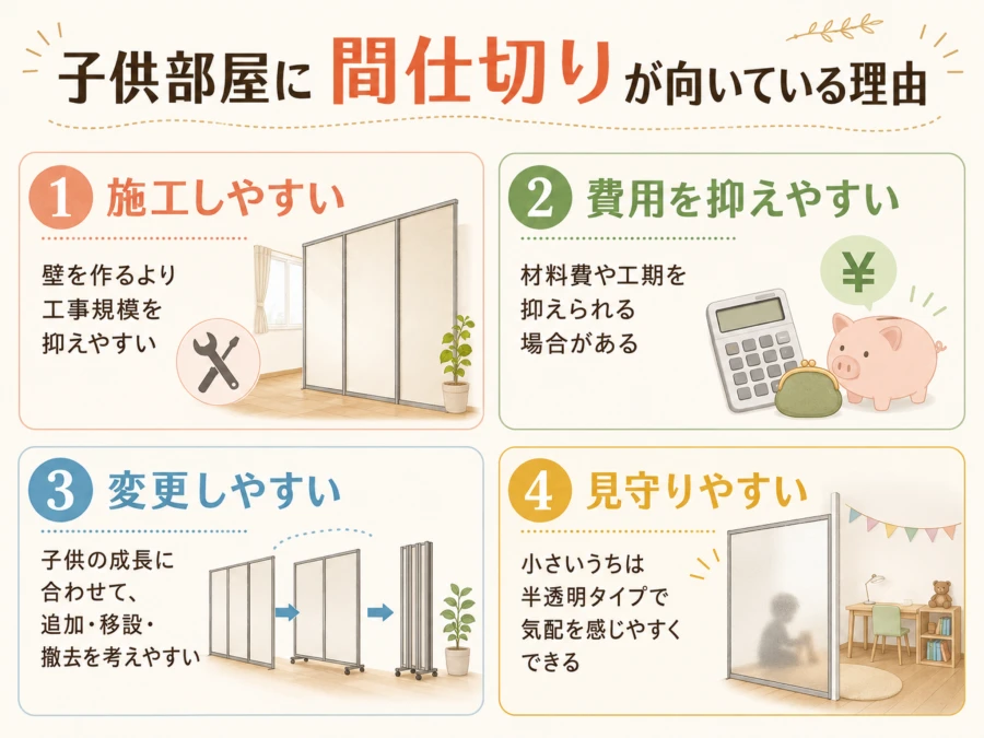 子供部屋に間仕切りが向いている理由