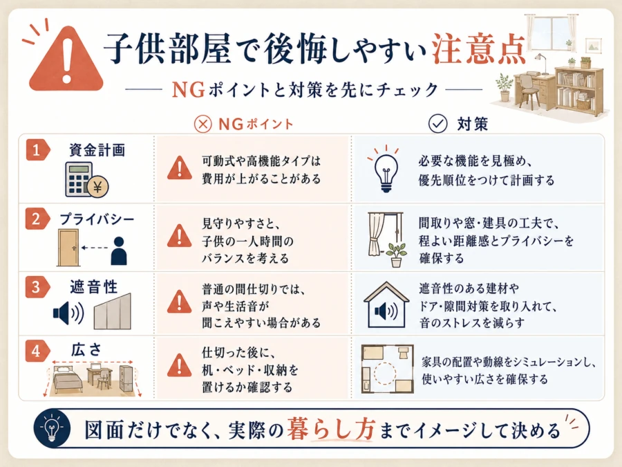子供部屋で後悔しやすい注意点
