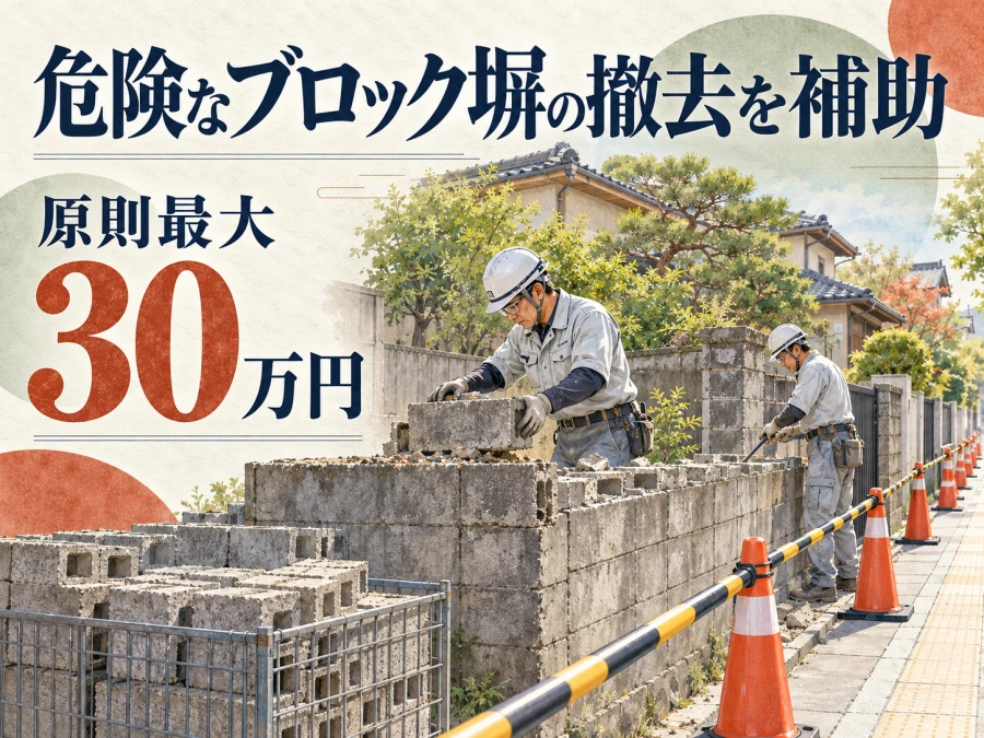 危険なブロック塀の撤去を原則最大30万円補助