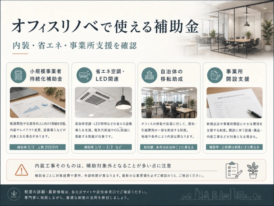 オフィスリノベーションで使える補助金