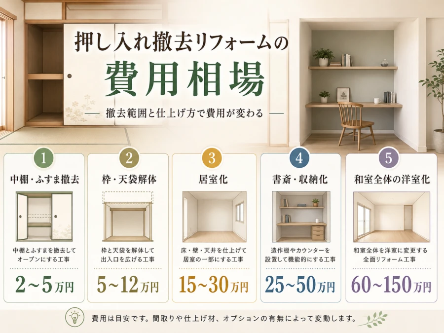 押し入れ撤去リフォームの費用相場