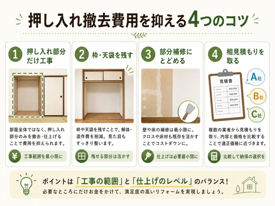 押し入れ撤去費用を抑える4つのコツ