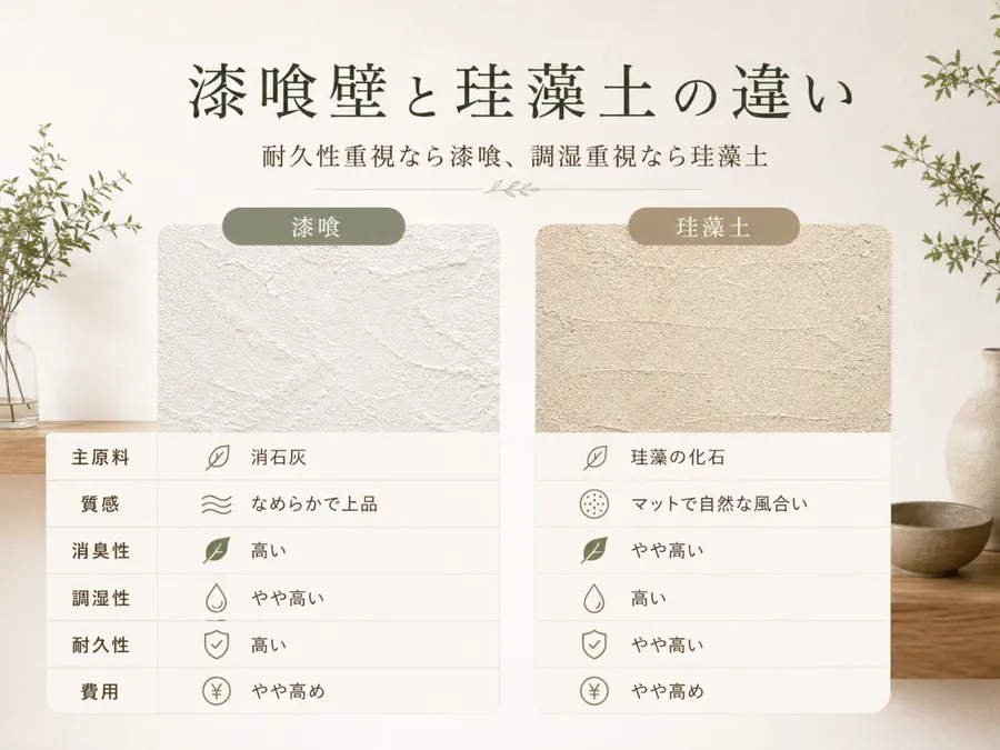 漆喰壁と珪藻土の違い