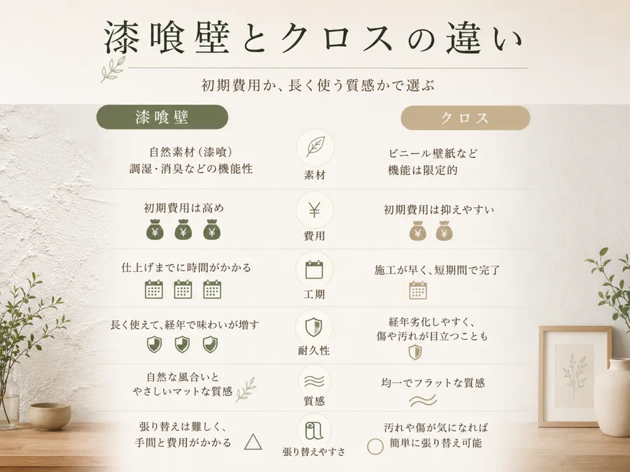 漆喰壁とクロスの違い