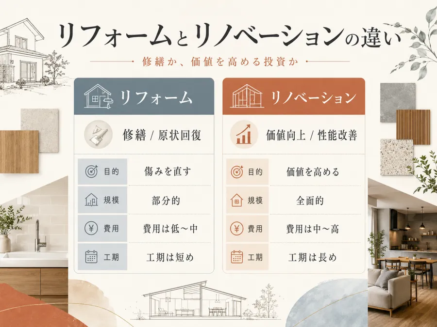 リフォームとリノベーションの違いをプロが表でわかりやすく比較