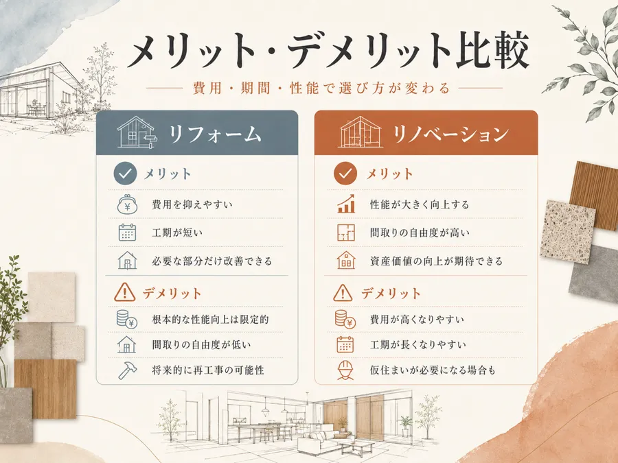 リフォームとリノベーションのメリットとデメリットを比較
