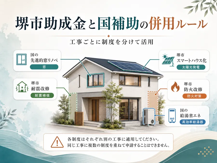 堺市助成金と国の補助金の併用ルール