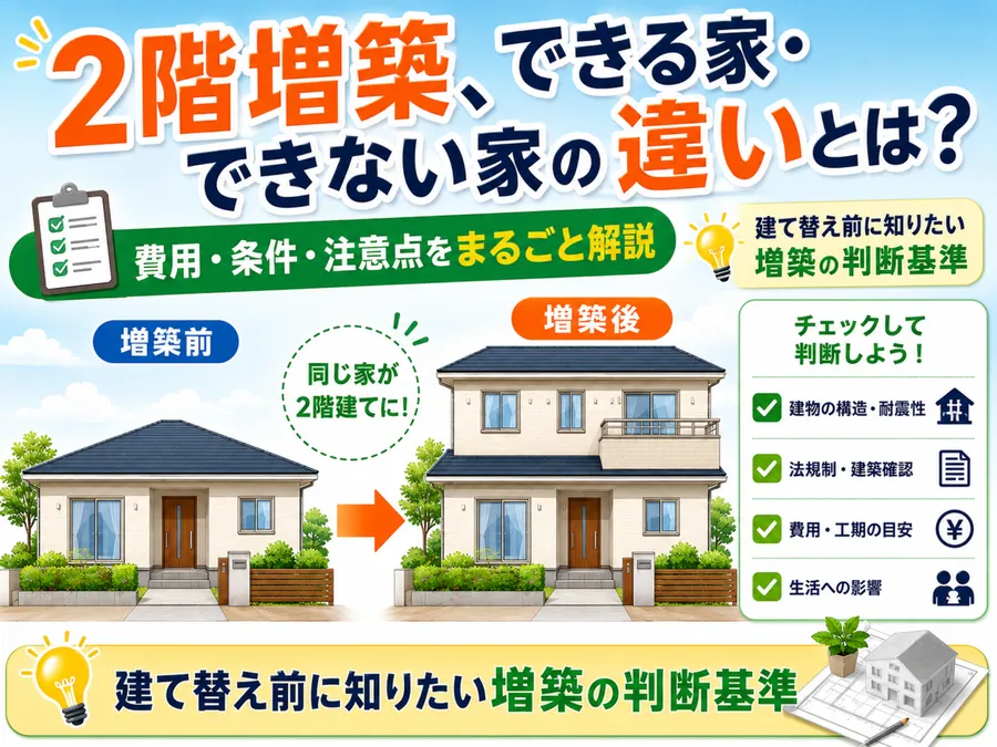 2階増築はどうすればできる？費用や条件・注意点を徹底解説