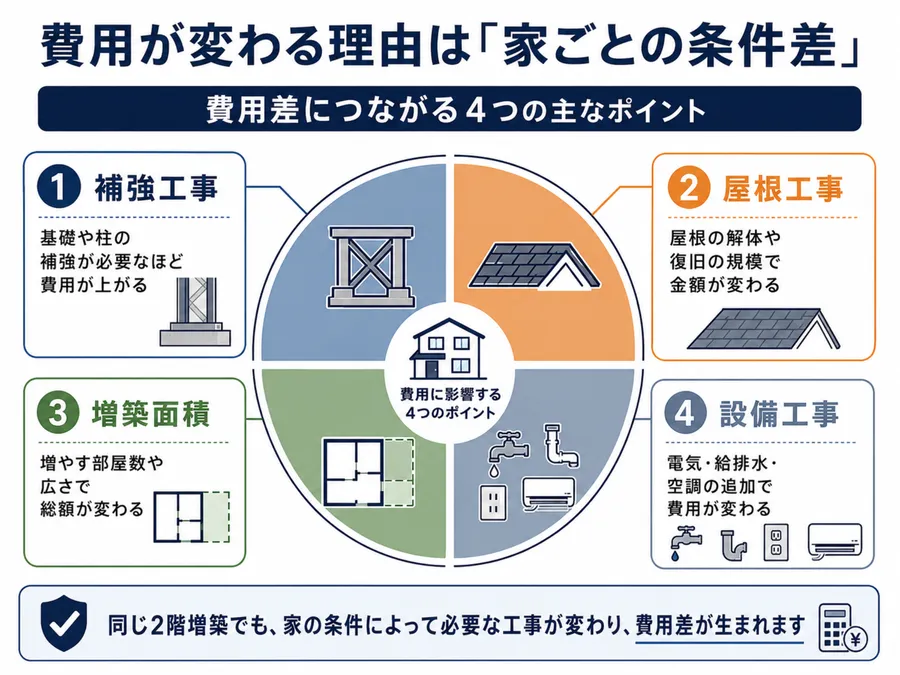 2階増築の費用相場と内訳の考え方