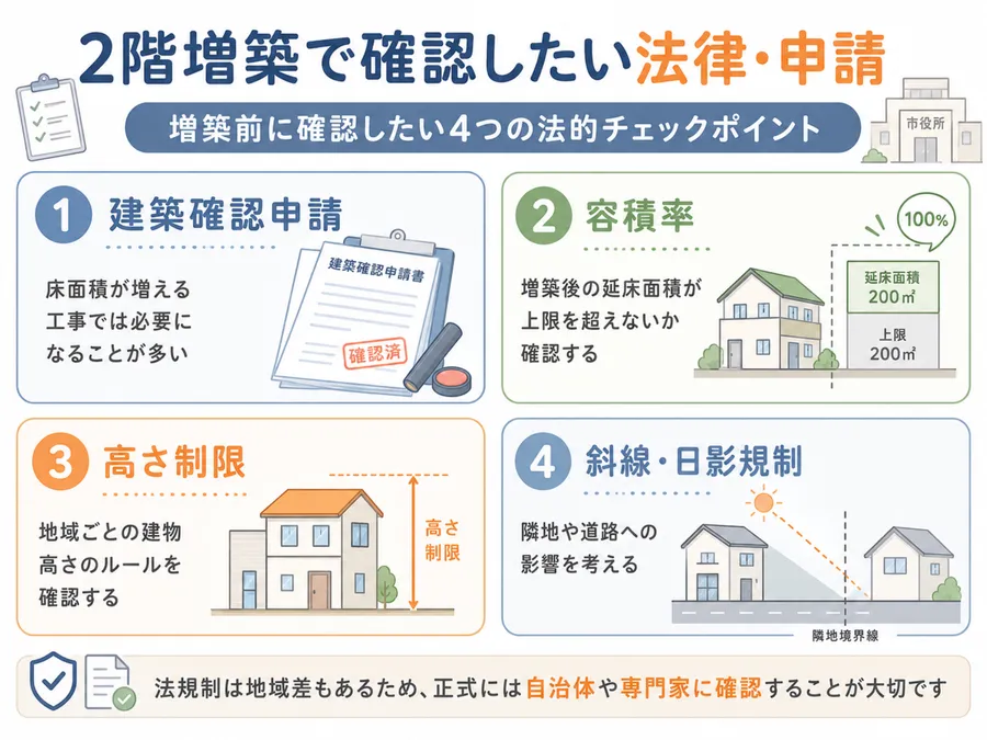 2階増築で必ず押さえておきたい法律・申請の基礎知識