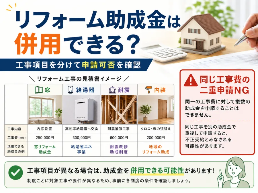 リフォーム助成金は併用できるか
