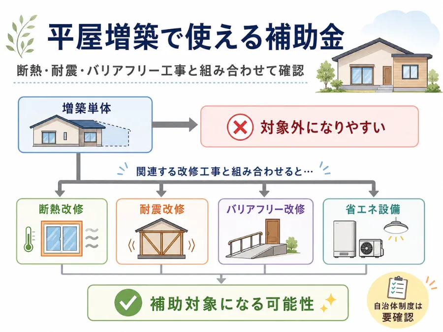 平屋増築で使える補助金