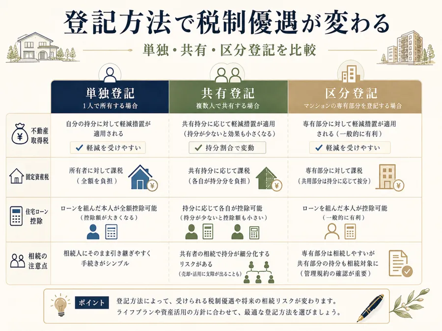 二世帯住宅の単独登記・共有登記・区分登記と税制優遇