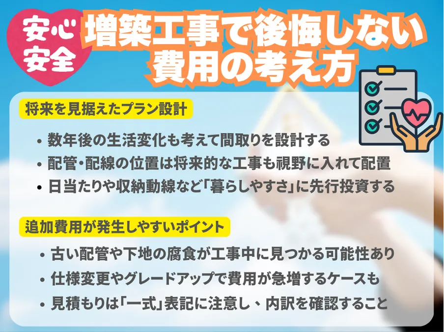増築工事で後悔しない費用の考え方